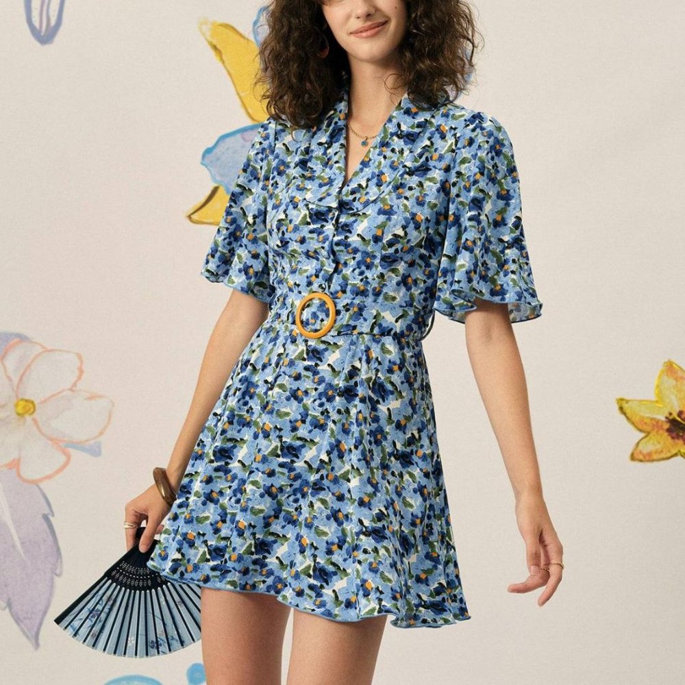 RIHOAS the lapelle belted mini dress NWOT